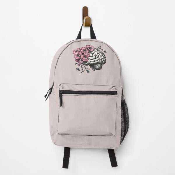 Item preview, Mental Wealth, Brain mental health psychology, pink flowers,  anatomy watercolor art designed and sold by Collagedream.