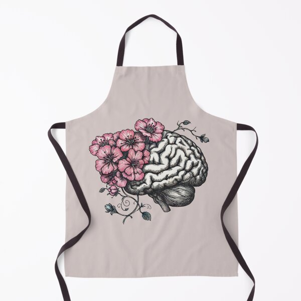 Item preview, Mental Wealth, Brain mental health psychology, pink flowers, anatomy watercolor art designed and sold by Collagedream.