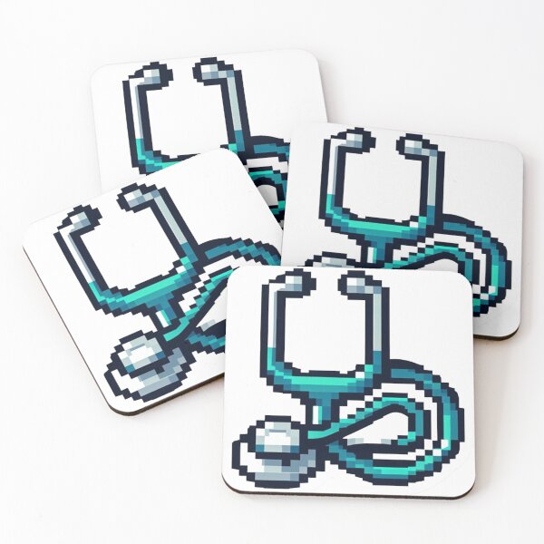 Item preview, Teal Pixel Stethoscope Illustration designed and sold by SellingWSarah17.