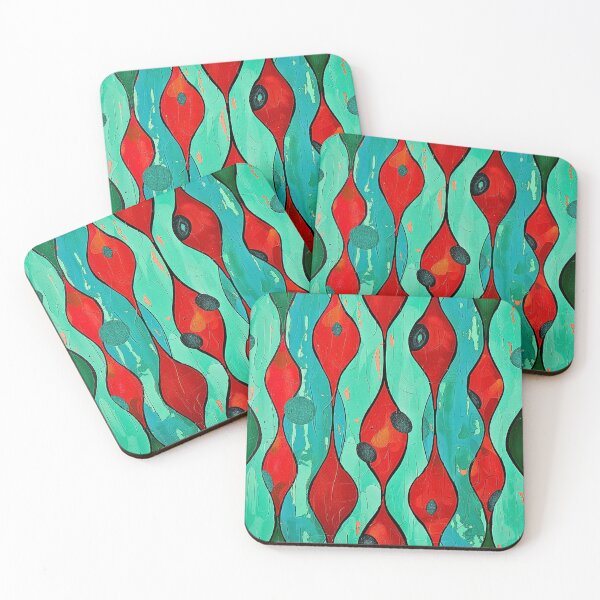 Item preview, Retro Vintage Mid Century Modern Turquoise and Red Pattern designed and sold by HollywoodInked.