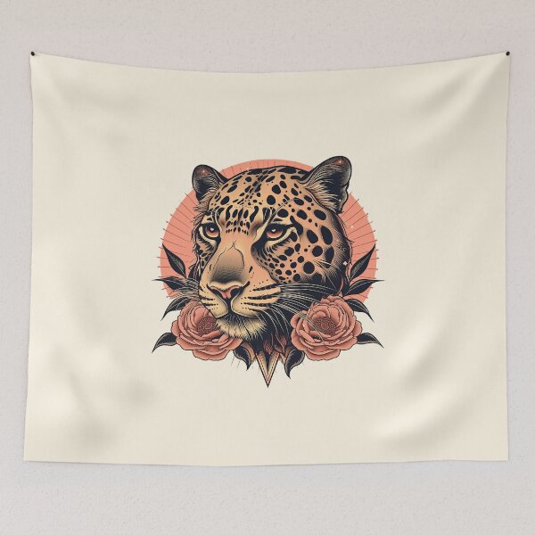 Item preview, Vintage Leopard Head Tattoo designed and sold by RetroPrints.