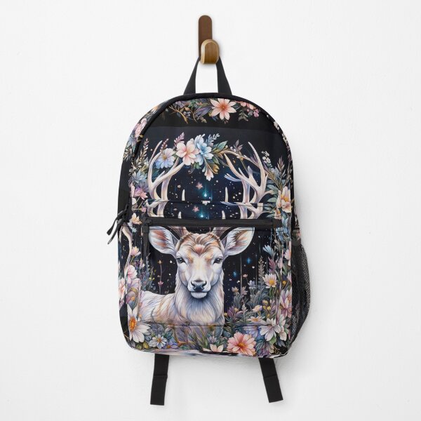 Item preview, The Gaze of the Deer Adorned with a Circle of Beautiful Summer Flowers designed and sold by PixelCraftDSG.