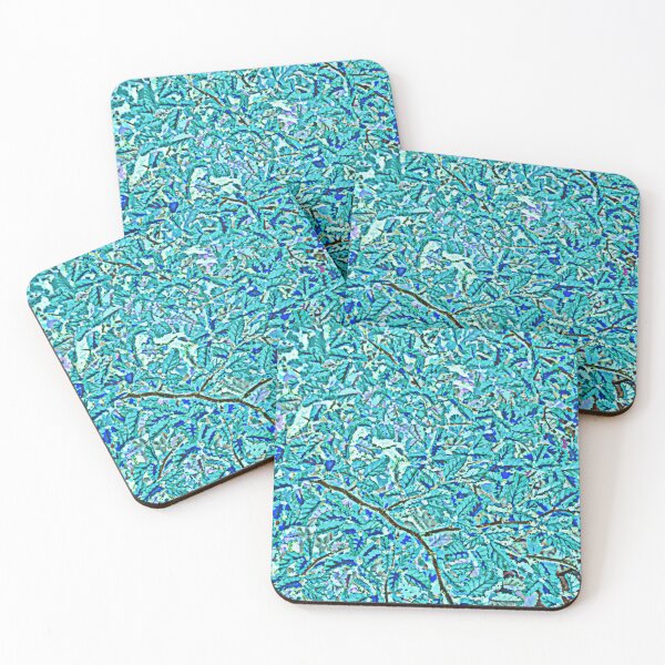 Item preview,  shades of turquoise and electric blue  lenga leaves designed and sold by stevepaint.