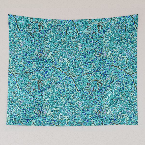 Item preview,  shades of turquoise and electric blue  lenga leaves designed and sold by stevepaint.