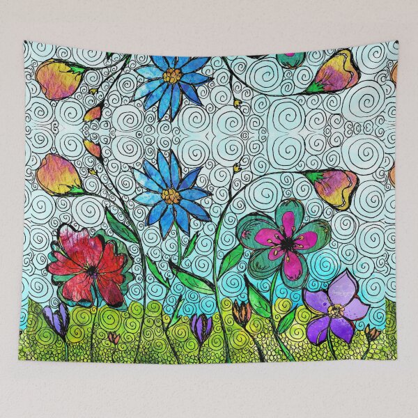 Item preview, Garden Medley Colorful Botanical Flower Art designed and sold by Sharon Cummings Art.