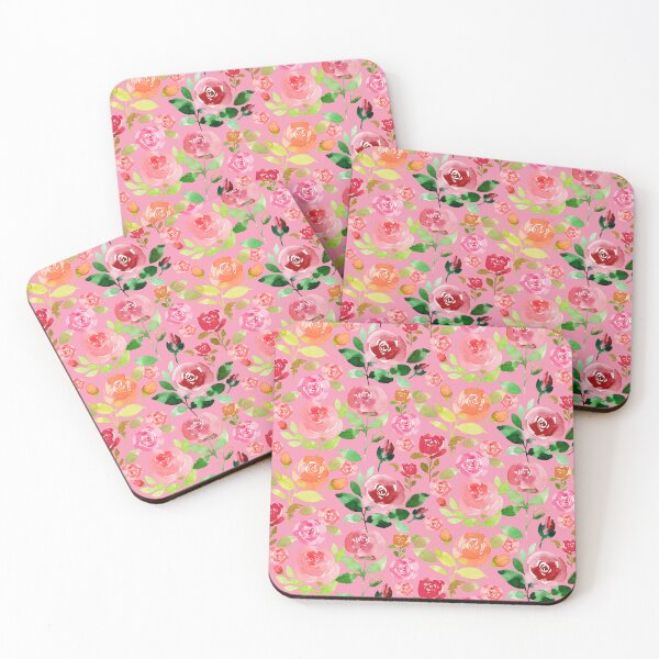 Item preview, Blush Watercolor Roses Pattern (Pink Background) designed and sold by andrebalest.art.