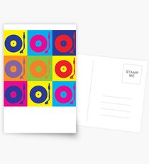 Vinyl Record Player Turntable Pop Art Postcards