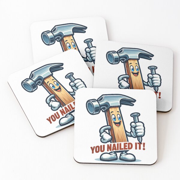 Item preview, Cartoon hammer triumphantly holding a nail with 'You Nailed It!' text designed and sold by JPees.