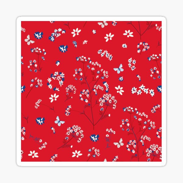 Item preview, Bright red floral rustic pattern designed and sold by FleurDesign.