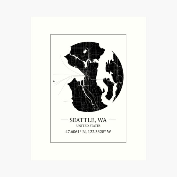 Item preview, Seattle map designed and sold by Mapmingle.