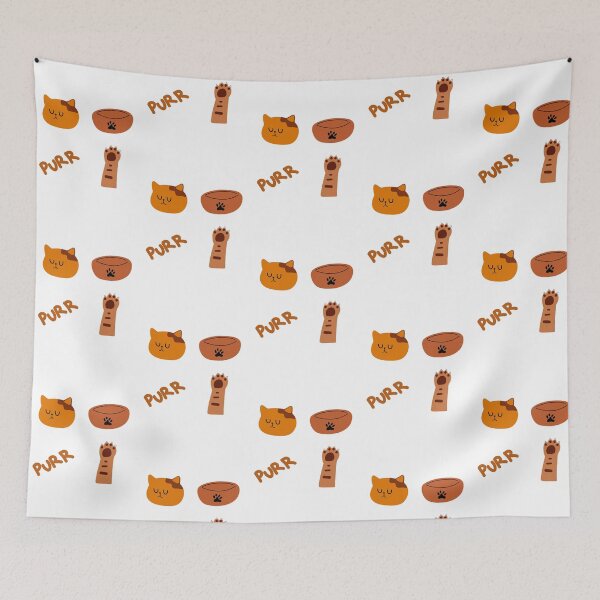 Item preview, Cozy Cat Nap: Orange Cat Illustration with Pet Bowl | Cute Artwork and Paw Print designed and sold by RM-Journey.