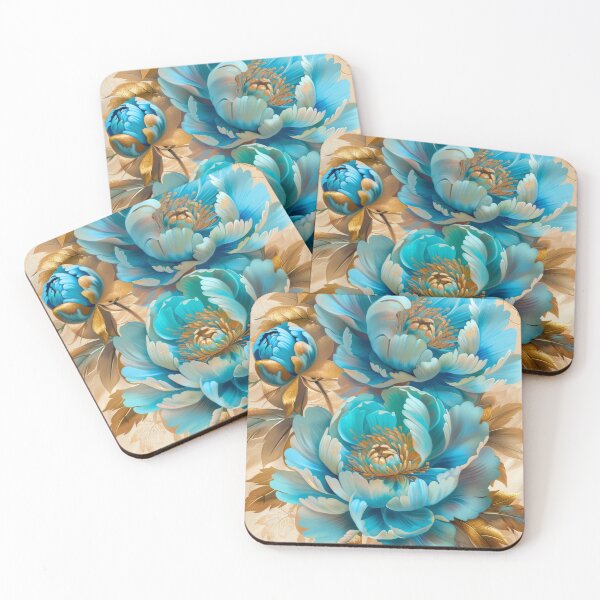Item preview, Blue Gold Peonies Oil Painting designed and sold by MargaretWiktor.