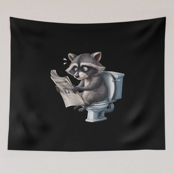 Item preview, The Racoon Shock Reading The Newspaper on Toilet designed and sold by jierrfan.