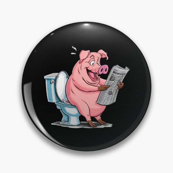 Item preview, The Pig Excited With News on Newspaper While in Toilet designed and sold by jierrfan.