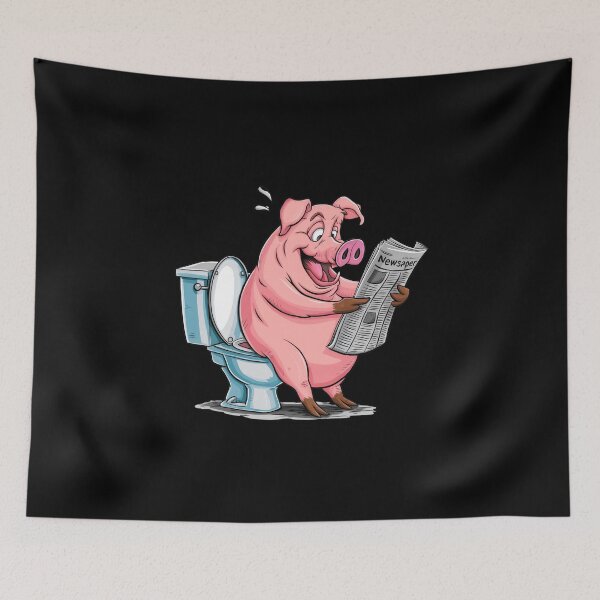 Item preview, The Pig Excited With News on Newspaper While in Toilet designed and sold by jierrfan.