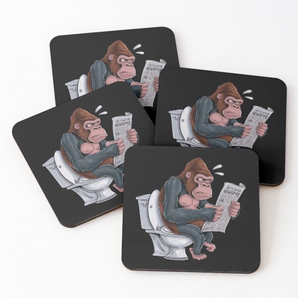 Item preview, Gorilla Reading Newspaper On Toilet designed and sold by jierrfan.