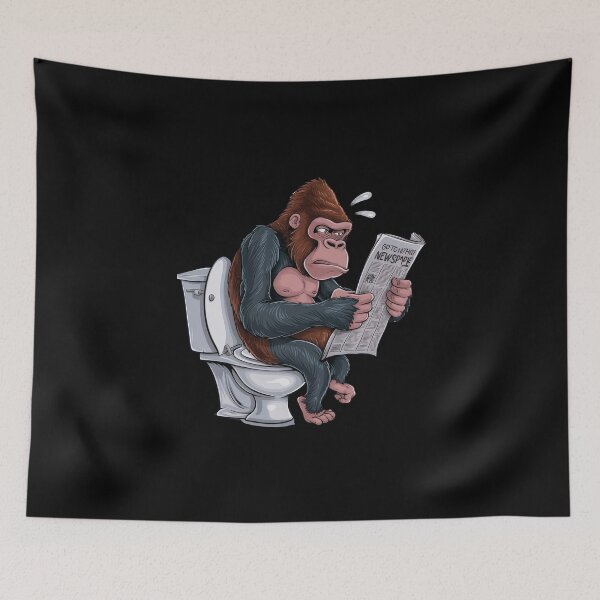 Item preview, Gorilla Reading Newspaper On Toilet designed and sold by jierrfan.