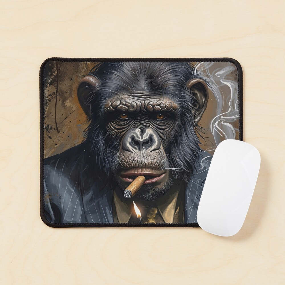 Gentleman's Respite: The Sophisticated Smoking Ape Canvas Print
