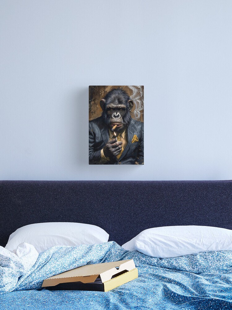 Gentleman's Respite: The Sophisticated Smoking Ape Canvas Print