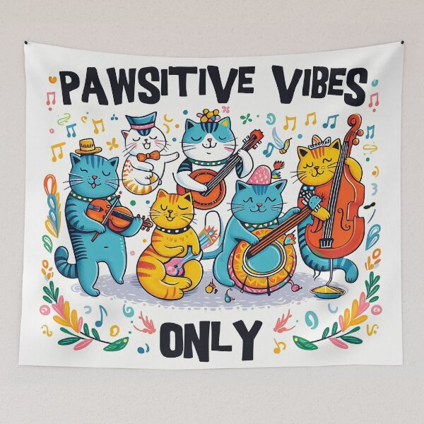 Item preview, Pawsitive Vibes Only By Mystic Meow-sicians designed and sold by SportsT-Shirts.