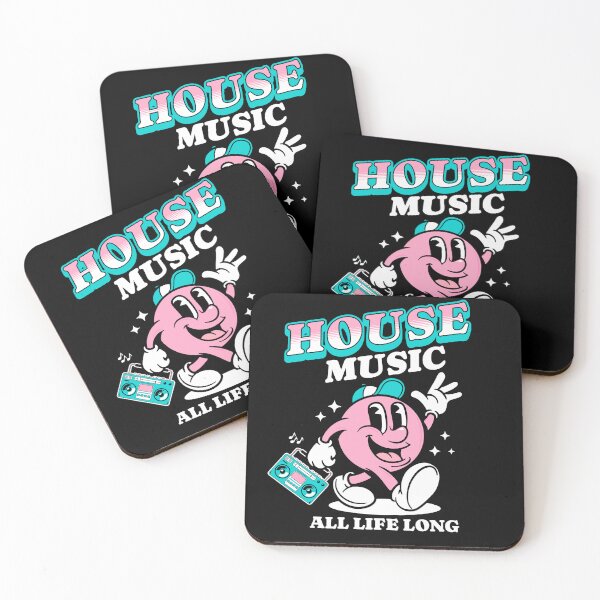 Item preview, HOUSE MUSIC  - Retro Mascot All Life Long (white/pink/teal) designed and sold by Discothreadz.