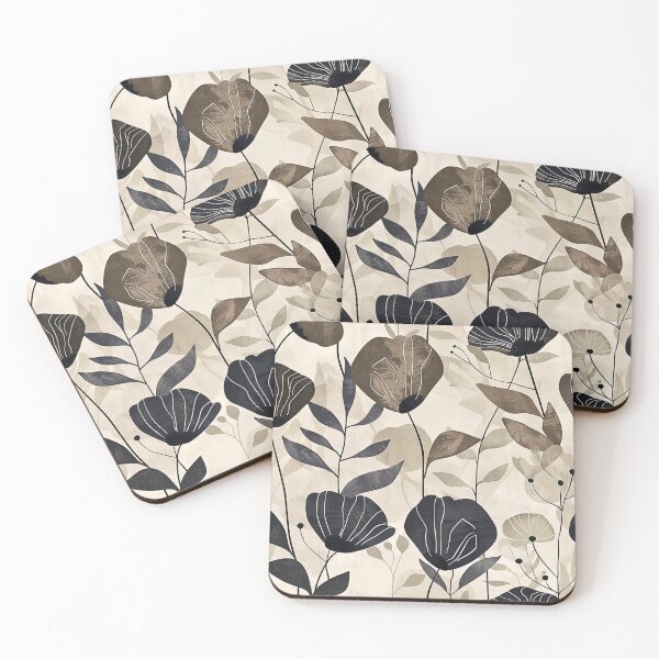 Item preview, Neutral Abstract Floral Pattern designed and sold by HollywoodInked.