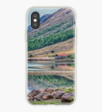 Glen Coe Scotland - A Red Barn By The Pond iPhone Case