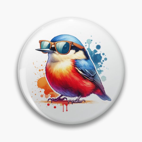 Item preview, Watercolor Red Breasted Nuthatch Wearing Sunglasses designed and sold by TheAnimalZ00.