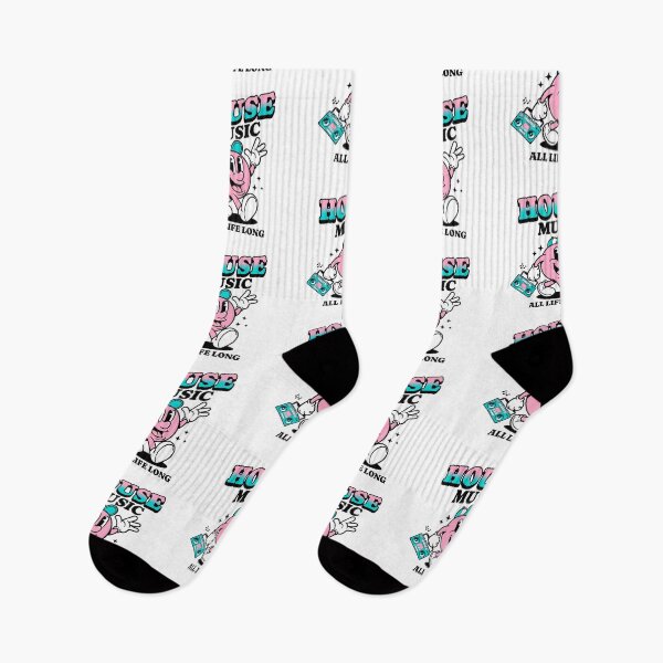 Item preview, HOUSE MUSIC  - Retro Mascot All Life Long (Black/Pink/teal)  designed and sold by Discothreadz.
