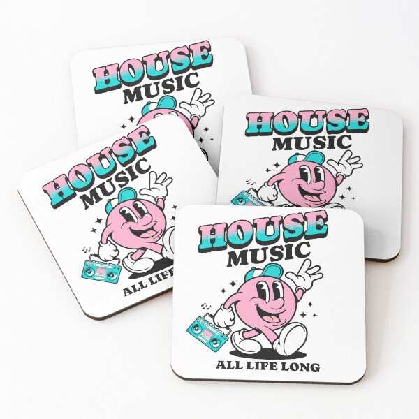 Item preview, HOUSE MUSIC  - Retro Mascot All Life Long (Black/Pink/teal)  designed and sold by Discothreadz.