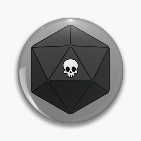 Artikelvorschau, Schwarzer D20 Nat 1 Totenkopfwürfel entworfen und verkauft von NovotnyDesigns.