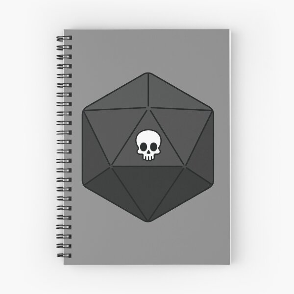 Artikelvorschau, Schwarzer D20 Nat 1 Totenkopfwürfel entworfen und verkauft von NovotnyDesigns.