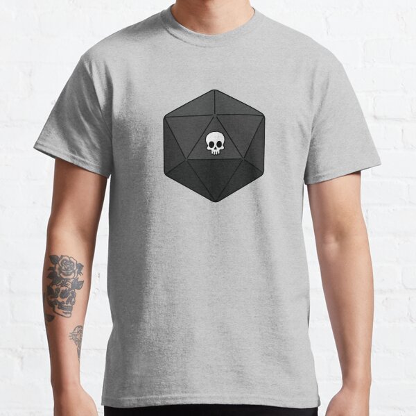 Aperçu de l'œuvre Dés noirs D20 Nat 1 crâne créée et vendue par NovotnyDesigns.