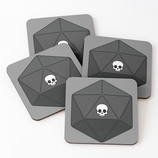 Artikelvorschau, Schwarzer D20 Nat 1 Totenkopfwürfel entworfen und verkauft von NovotnyDesigns.
