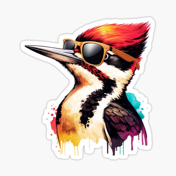Item preview, Watercolor Pileated Woodpecker Wearing Sunglasses designed and sold by TheAnimalZ00.