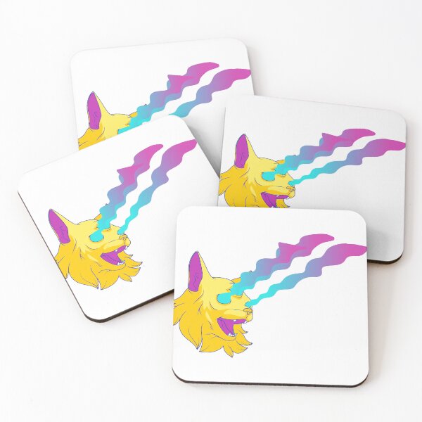Item preview, Psychedelic Neon Yellow Three Eyed Cat Laser Eyes Cartoon Graphic designed and sold by socialarmour.