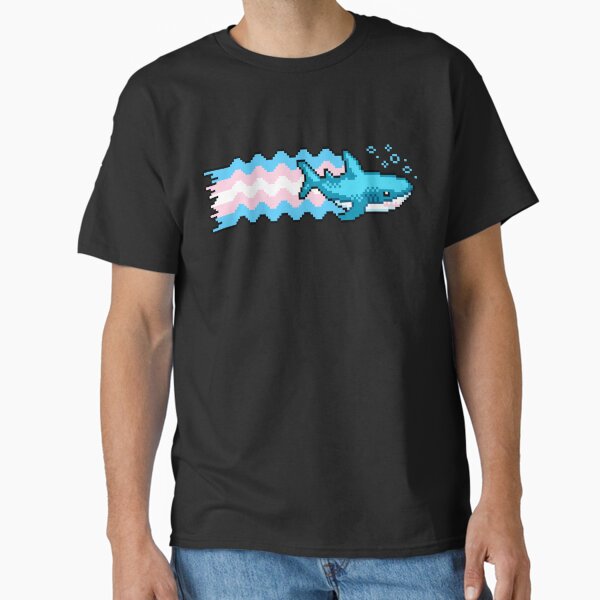 Item preview, Trans Pride Shark With Transgender Flag Pixel Art designed and sold by HeatherUnderground.