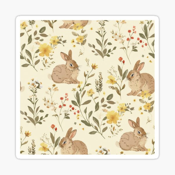 Item preview, Bunnies And Wildflowers Pattern designed and sold by Dafanren.