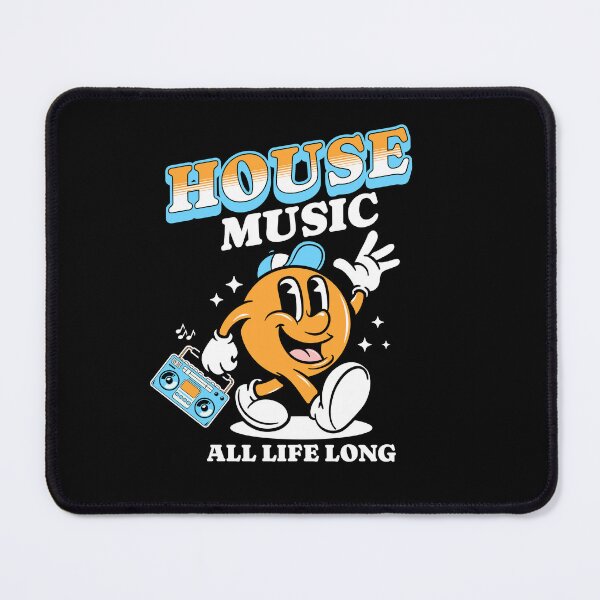 Item preview, HOUSE MUSIC - Retro Mascot All Life Long (white/orange/blue) designed and sold by Discothreadz.