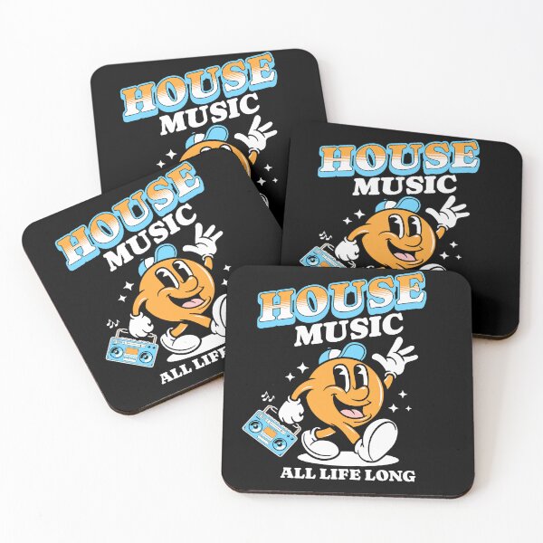 Item preview, HOUSE MUSIC - Retro Mascot All Life Long (white/orange/blue) designed and sold by Discothreadz.
