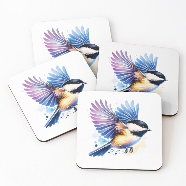 Item preview, Watercolor Black Capped Chickadee Flying designed and sold by TheAnimalZ00.