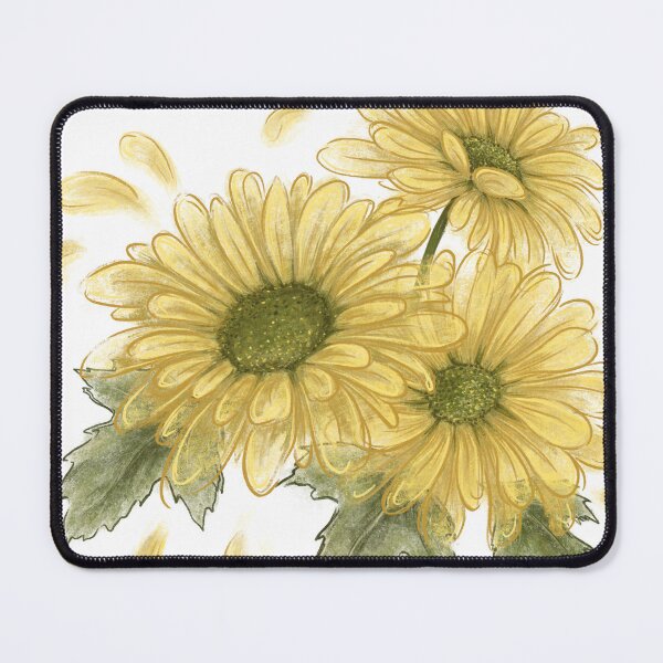 Item preview, Yellow chrysanthemums with flying petals, hand drawn with digital crayons and pencils designed and sold by ArtbySvetik.