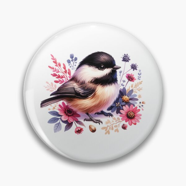 Item preview, Floral Black Capped Chickadee designed and sold by TheAnimalZ00.
