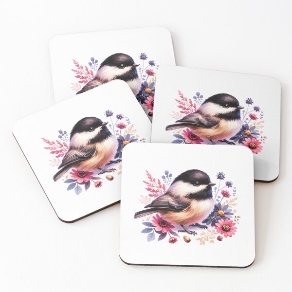 Item preview, Floral Black Capped Chickadee designed and sold by TheAnimalZ00.