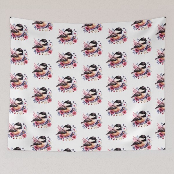 Item preview, Floral Black Capped Chickadee designed and sold by TheAnimalZ00.