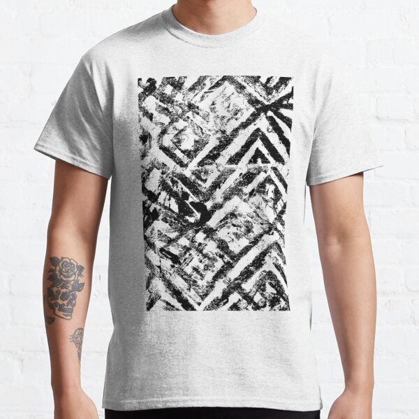 Black & White Spiral Block Print Classic T-Shirt