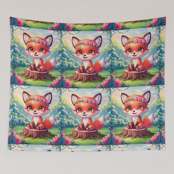 Item preview, Fox Portrait. woodland fox, fantasy fox, happy fox designed and sold by FoxVibes.