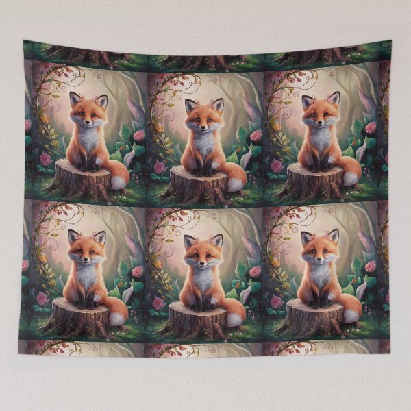 Item preview, Fox Portrait. woodland fox, fantasy fox, happy fox designed and sold by FoxVibes.