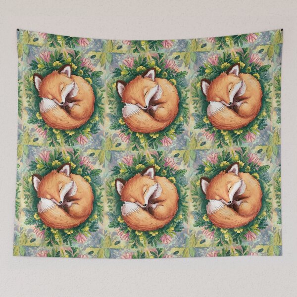 Item preview, Fox Portrait. woodland fox, fantasy fox, sleeping fox designed and sold by FoxVibes.