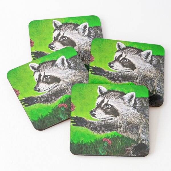 Item preview, Raccoon and poppy designed and sold by Wendy Carveiro.